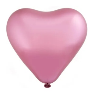 Воздушный шар, 30 см, темно – розового цвета, сатин, хром, "Сердце" - интернет-магазин optom-k.com