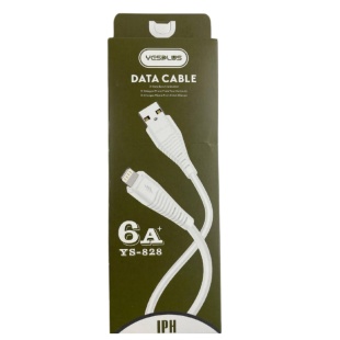 Кабель, 1м, USB-Lightning, 6А, белый цвет, YESPLUS-828 - интернет-магазин optom-k.com