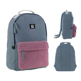 Рюкзак подростковый, 1 отделение, 1 объемный передний карман, темно-серый, GoPack - интернет-магазин optom-k.com