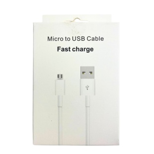 Кабель, 1 м, USB-MICRO, 6А, білий колір - інтернет-магазин optom-k.com