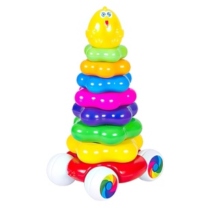 Пирамидка-каталка, 30х10х13 см, 10 элементов, BAMSIC - интернет-магазин optom-k.com