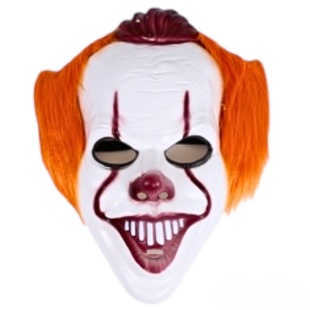 Маска, 28х22 см, пластиковая, "Клоун Пеннивайз" - интернет-магазин optom-k.com