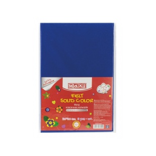 Фетр листовой (полиэстер), 20х30 см, 180 г/м2, на клейкой основе, синий цвет, MAXI - интернет-магазин optom-k.com