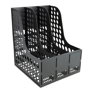 Лоток вертикальный, 3 отделения, пластиковый, сборный, черный цвет - интернет-магазин optom-k.com