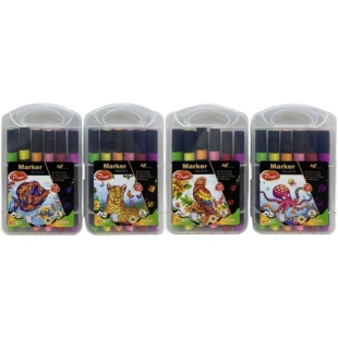 Набор скетч маркеров, 12 цветов, треугольные, в пластиковом контейнере, "Животный мир" - интернет-магазин optom-k.com