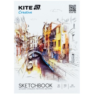 Скетчбук для карандашных работ, A5, 30 листов, Kite Creative, KITE канцелярия - интернет-магазин optom-k.com