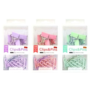 Набор канцелярский, 40 скрепок 28 мм, 6 биндеров 19 мм - интернет-магазин optom-k.com