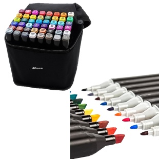Набор скетч маркеров, 48 цветов, двусторонние, в тканевом чехле, Touch - интернет-магазин optom-k.com