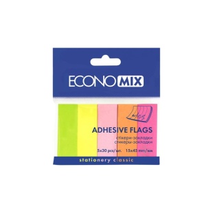 Закладки с клейким слоем, 15х45 мм, 150 штук, бумажные, ECONOMIX - интернет-магазин optom-k.com