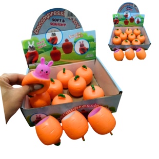 Антистресс, 6х5 см, цветной, "Зайка в моркови" - интернет-магазин optom-k.com