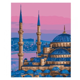 Картина по номерам, 40х50 см, с набором красок и 3 кисточками, "Голубая мечеть. Стамбул" - интернет-магазин optom-k.com