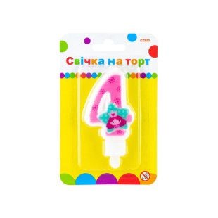 Свічка для торту, 7,62 см, рожева, "Princess 4", MAXI - інтернет-магазин optom-k.com