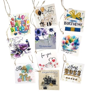 Открытка - мини, 8х8 см, с нитью, в ассортименте, Фолио+ - интернет-магазин optom-k.com