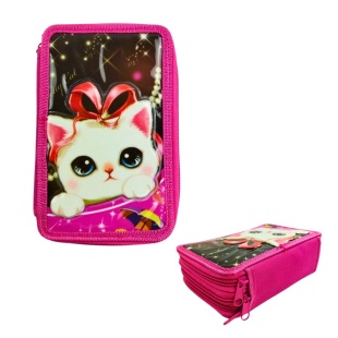 Пенал-книга, 19х11х4 см, 3 отделения, на молнии, с объемным рисунком, Leader - интернет-магазин optom-k.com