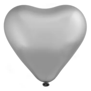 Воздушный шар, 30 см, серебряного цвета, сатин, хром, "Сердце" - интернет-магазин optom-k.com