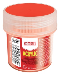 Краска акриловая, 20 мл, красная, матовая, MAXI - интернет-магазин optom-k.com