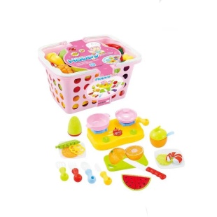 Набор фруктов и овощей, 16 штук, делятся пополам, на липучке, в корзине 17х23х13 см - интернет-магазин optom-k.com