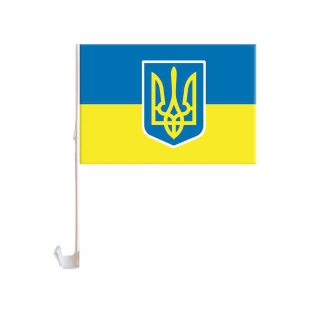 Прапор України, 30х40 см, на бокове скло авто, поліестр, подвійний шов, "Україна герб" - інтернет-магазин optom-k.com