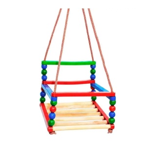 Качели деревянные с пластиковыми элементами, до 50 кг, от 3-х до 5 лет, в сетке 30х30 см  - интернет-магазин optom-k.com