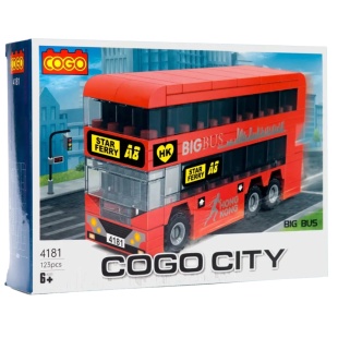 Конструктор, 123 детали, в коробке 19х14х4 см, "Город. Большой автобус", COGO - интернет-магазин optom-k.com