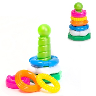 Пирамидка, 20х12 см, 6 детали, пластиковая, Colorplast - интернет-магазин optom-k.com