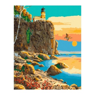 Картина по номерам, 40х50 см, с набором красок и 3 кисточками, "Маяк Сплит - Рок" - интернет-магазин optom-k.com