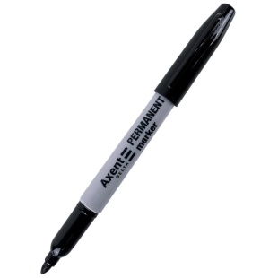 Маркер перманентный, 1 мм, круглый, черный, AXENT - интернет-магазин optom-k.com
