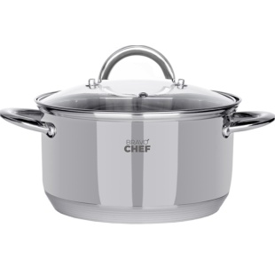 Каструля, 22 см, 4,35 л, нержавіюча сталь, з кришкою, BRAVO CHEF - інтернет-магазин optom-k.com