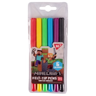 Фломастеры, 6 цветов, пластиковая упаковка, "Minecraft", Yes - интернет-магазин optom-k.com