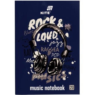 Тетрадь для нот, А4, 20 л, Rock&Loud, KITE канцелярия - интернет-магазин optom-k.com