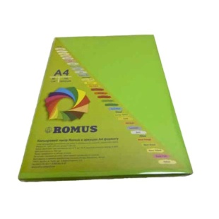 Папір, А4, 80 г/м2, 100 аркушів, яскраво-зелений колір, інтенсив, Romus - інтернет-магазин optom-k.com