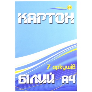 Картон білий, А4, 7 аркушів, 200-240 г/м2, односторонній, Тетрада - інтернет-магазин optom-k.com