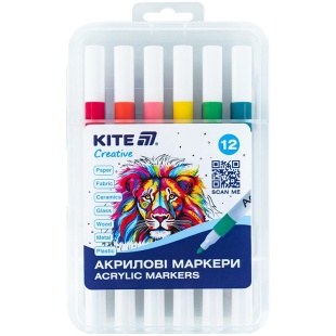 Набор маркеров, 12 цветов, акриловые, круглые, "Creative", KITE канцелярия - интернет-магазин optom-k.com