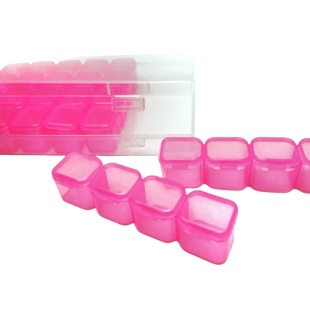 Контейнер для стразов, 17х10х3 см, 28 отделений, розовый цвет - интернет-магазин optom-k.com