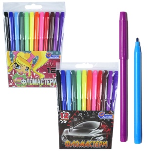 Фломастеры, 12 цветов, пластиковая упаковка, Josef Otten - интернет-магазин optom-k.com