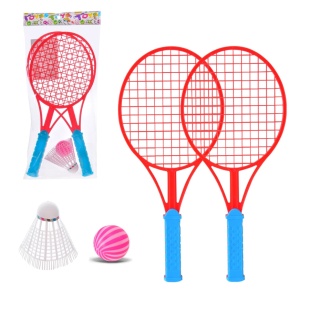 Набор бадминтона, 2 ракетки, воланчик, мячик, в пакете 17х3х36 см - интернет-магазин optom-k.com