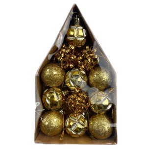 Набор новогодних шаров, 12 штук, 4 см, пластиковые, в коробке 11х20х4 см, (Уценка) - интернет-магазин optom-k.com