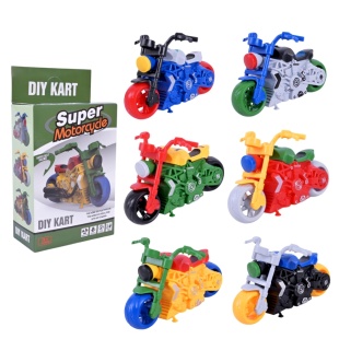 Конструктор, 12х15 деталей, цветной, в асортименте, в коробке 11,5х6,5 см, "Мотоцикл" - интернет-магазин optom-k.com