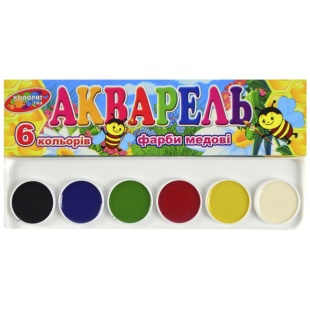 Акварель, 6 цветов, медовая, картонная упаковка, Колорит - интернет-магазин optom-k.com