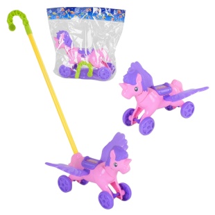 Каталка-единорог, 30х23х53 см, на палке, в пакете 33х9х29 см - интернет-магазин optom-k.com