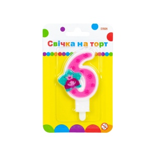 Свеча для торта, 7,62 см, розовая, "Princess 6", MAXI - интернет-магазин optom-k.com