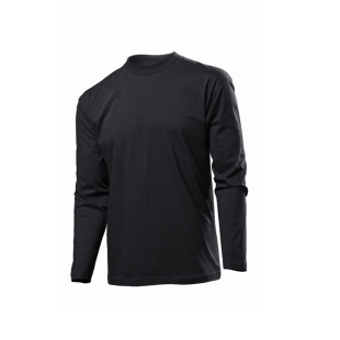Футболка мужская, размер S, с длинным рукавом, хлопок, черный цвет, Stedman - интернет-магазин optom-k.com