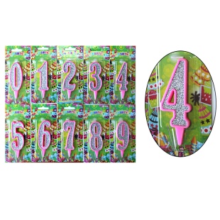 Свеча для торта, 7 см, серебро, розового цвета, "Цифра" Свеча для торта, 7 см, серебро, розового цвета, "Цифра" - интернет-магазин optom-k.com