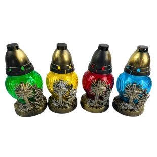 Лампадка, 21 см, 24 часа горения, "Крест с цветами" - интернет-магазин optom-k.com