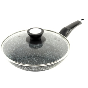 Сковорода, 22 см, с гранитным покрытием, с крышкой, в коробке, A-Plus - интернет-магазин optom-k.com