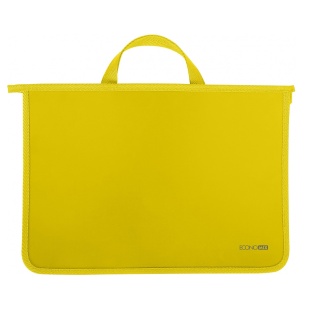 Портфель, А4, 2 отделения, пластиковый, на молнии, желтый цвет, ECONOMIX - интернет-магазин optom-k.com