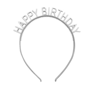Тіара, 14х15 см, срібляста, "Happy Birthday", MAXI - інтернет-магазин optom-k.com