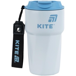 Термокружка, 450 мл, серо-голубая, нержавеющая сталь, KITE канцелярия - интернет-магазин optom-k.com