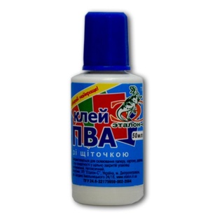 Клей ПВА,   50 мл, с кисточкой, Эталон-С - интернет-магазин optom-k.com