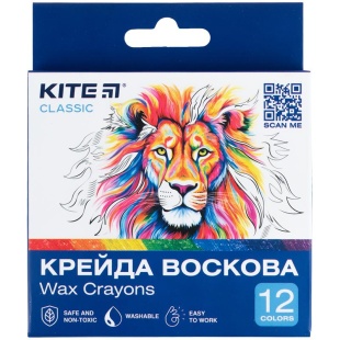 Олівці кольорові, 12 кольорів, воскові, "Kite Classic", KITE канцелярія - інтернет-магазин optom-k.com